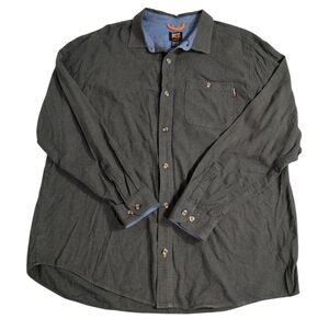 Timberland PRO Original Fit Button Up Shirt, Solid Green Flannel, Men's XXL